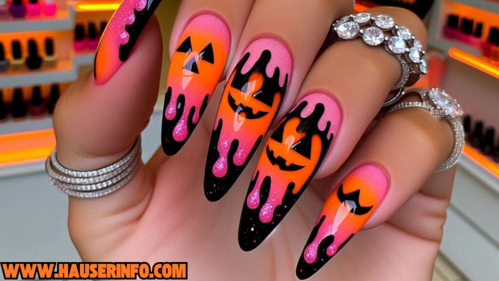 pumpkin lava Spice drip nails