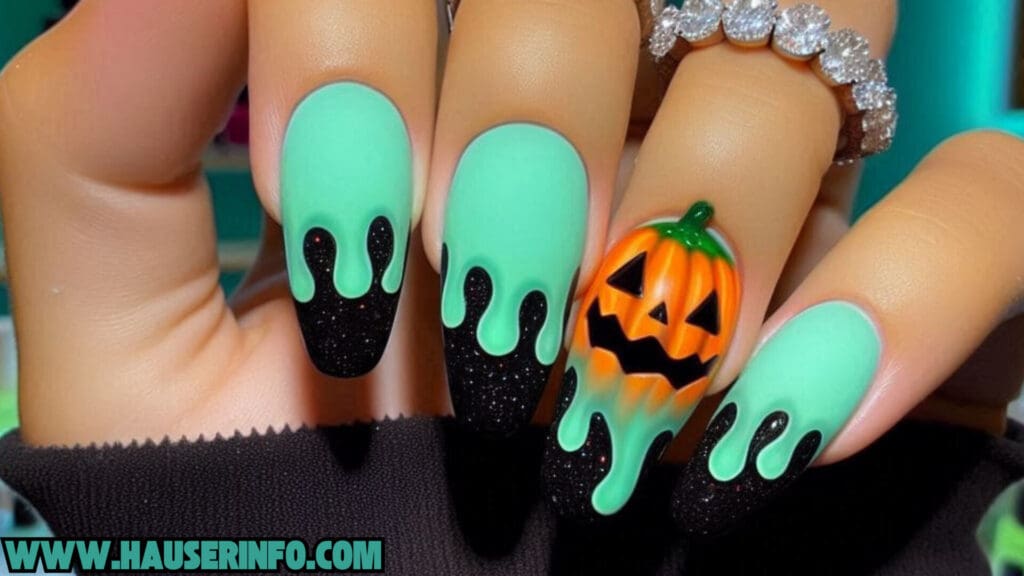 pumpkin lava Spice drip nails