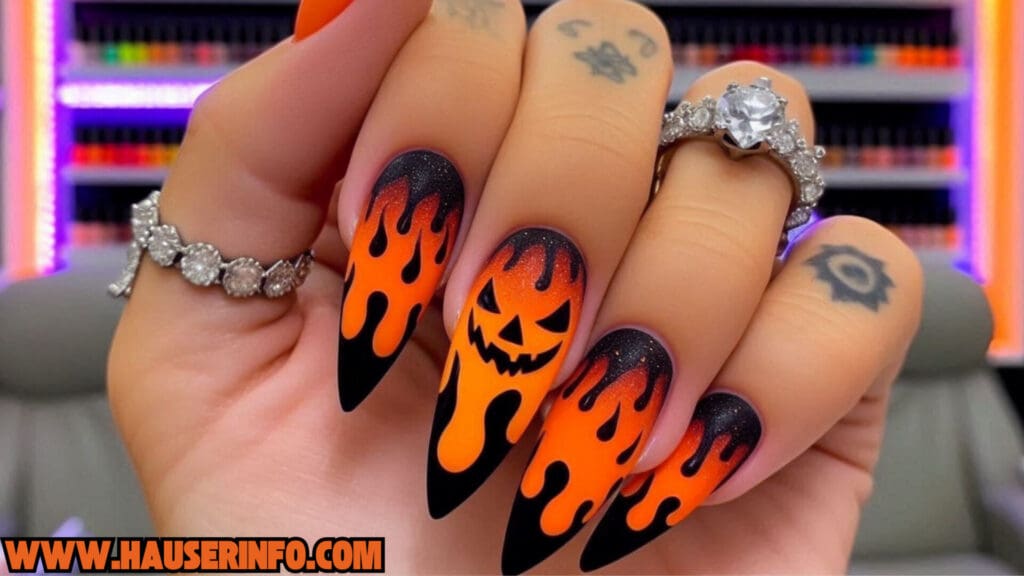 pumpkin lava Spice drip nails