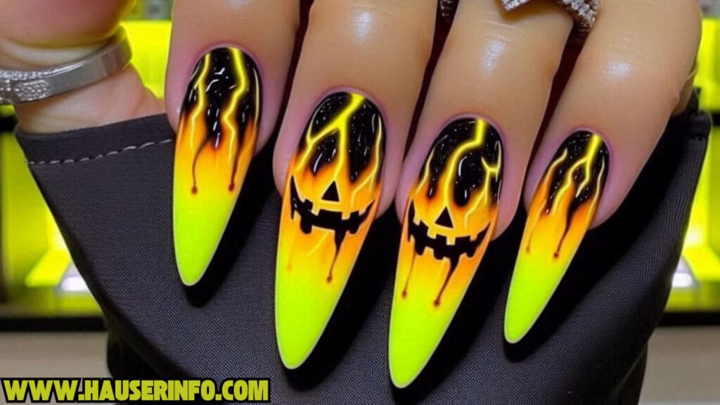 pumpkin lava Spice drip nails