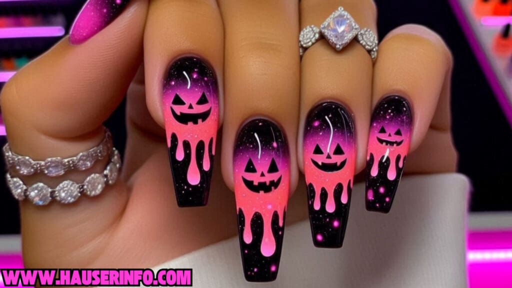 pumpkin lava Spice drip nails