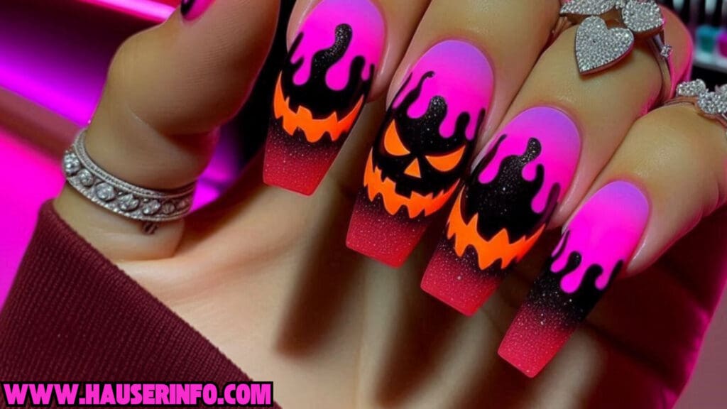 pumpkin lava Spice drip nails