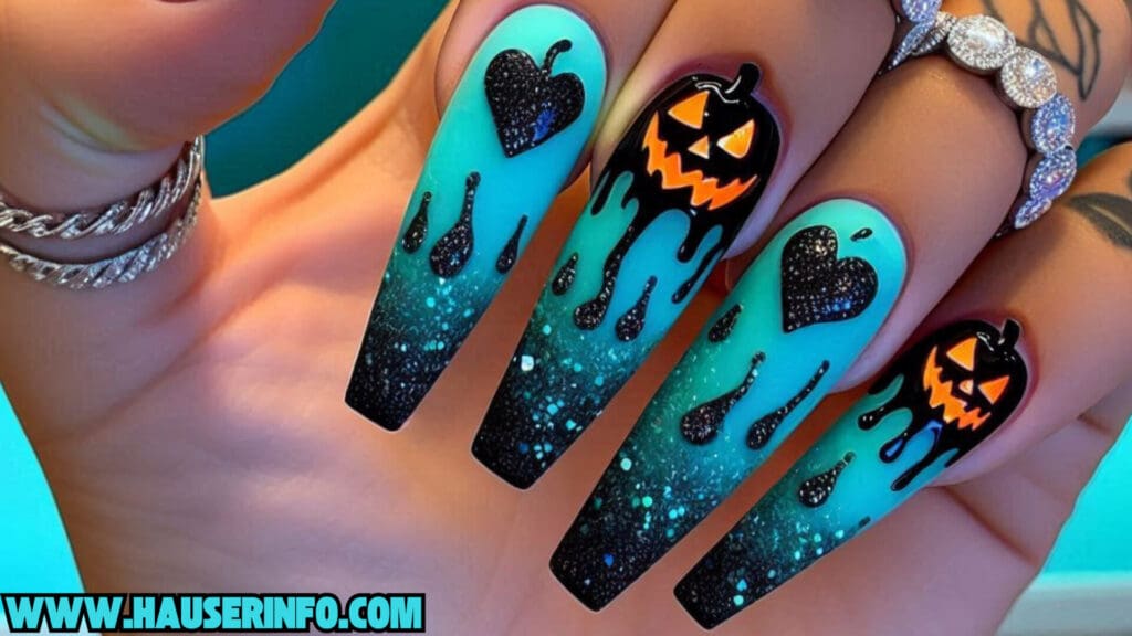 pumpkin lava Spice drip nails