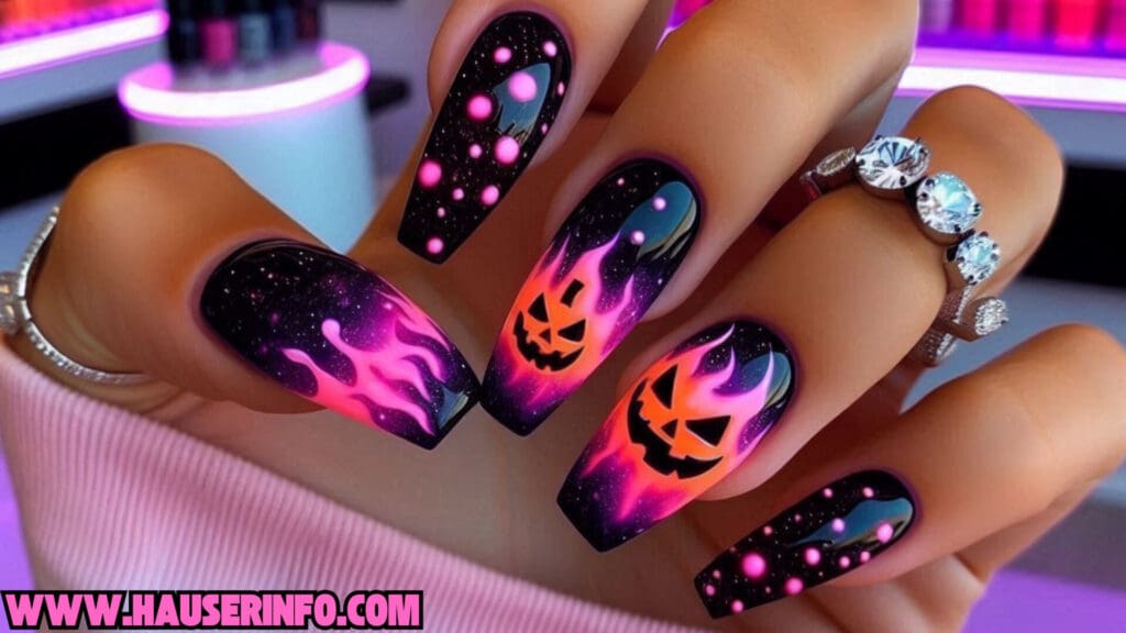 pumpkin lava Spice drip nails