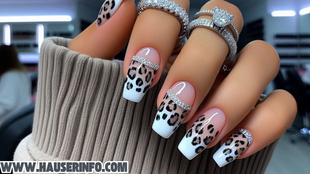 hausers December Winter ladies leopard nails67899898ryg hausers December Winter ladies leopard nails