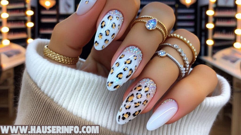 hausers December Winter ladies leopard nails