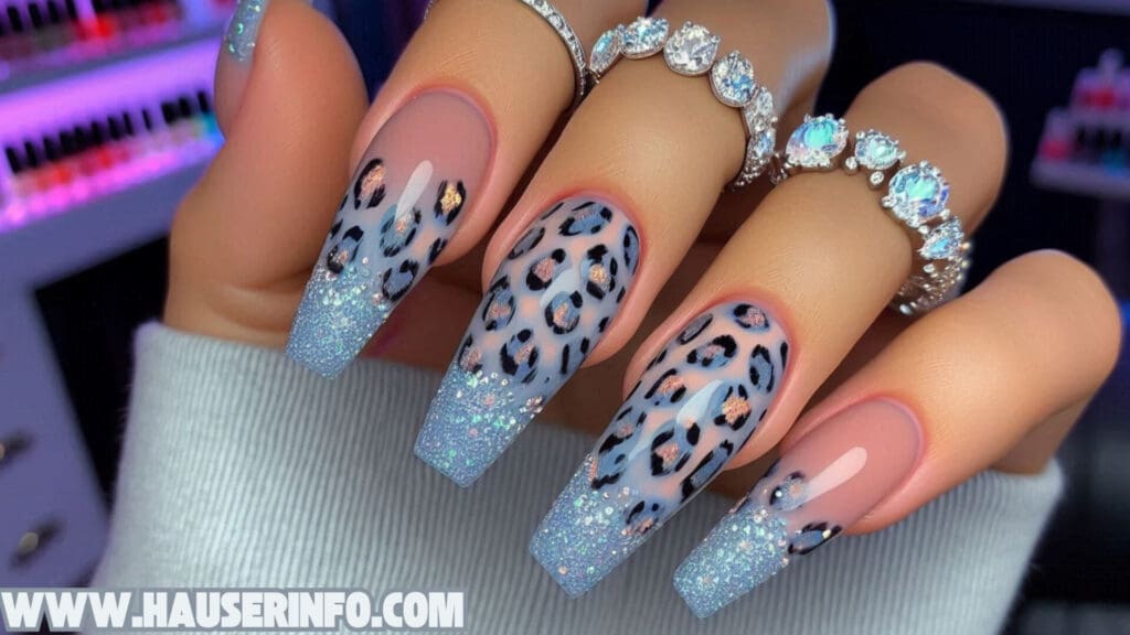 hausers December Winter ladies leopard nails