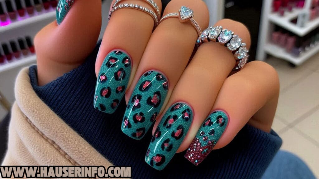 hausers December Winter ladies leopard nails