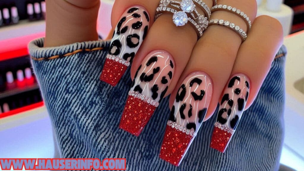 hausers December Winter ladies leopard nails