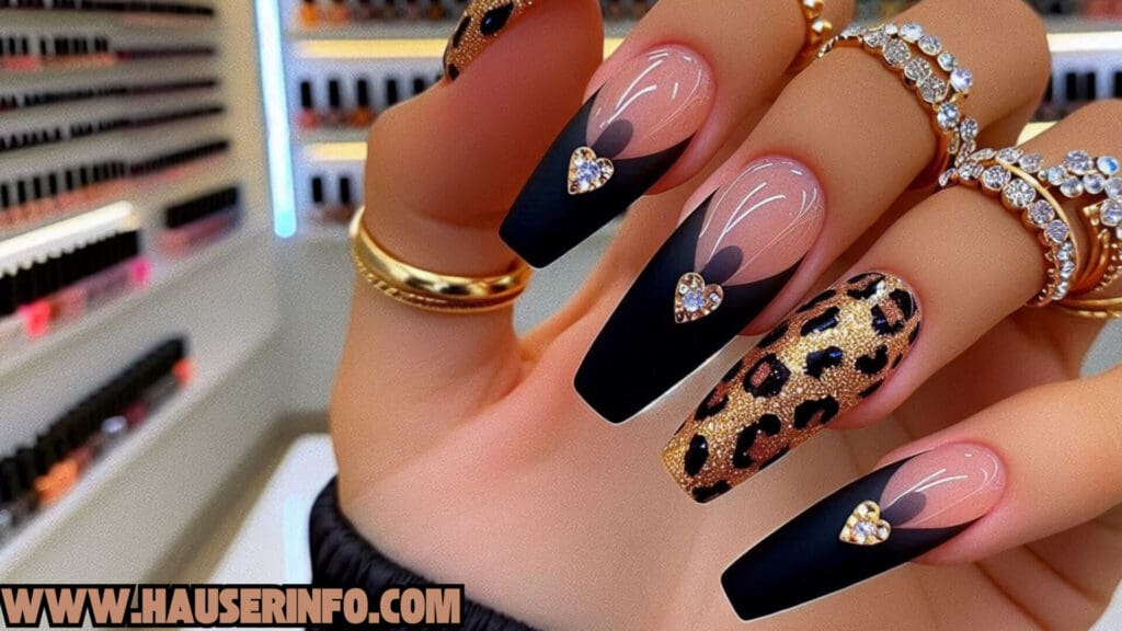 hausers December Winter ladies leopard nails