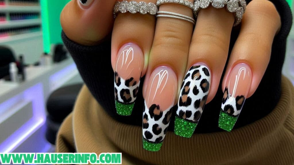 hausers December Winter ladies leopard nails