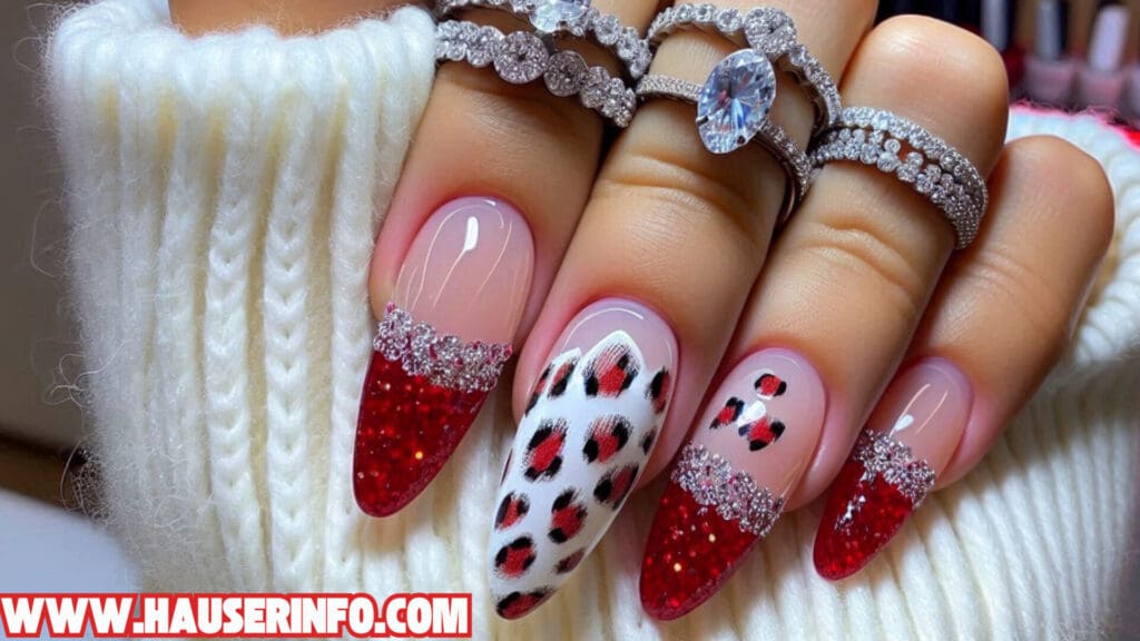 hausers December Winter ladies leopard nails