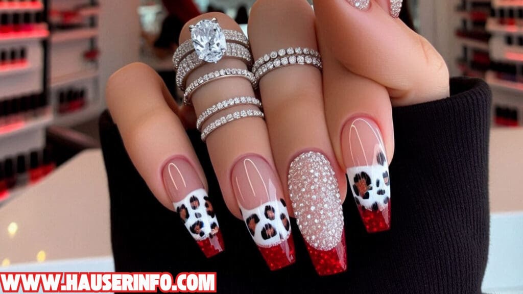 hausers December Winter ladies leopard nails