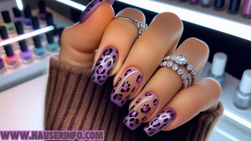 hausers December Winter ladies leopard nails