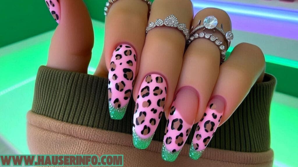 hausers December Winter ladies leopard nails