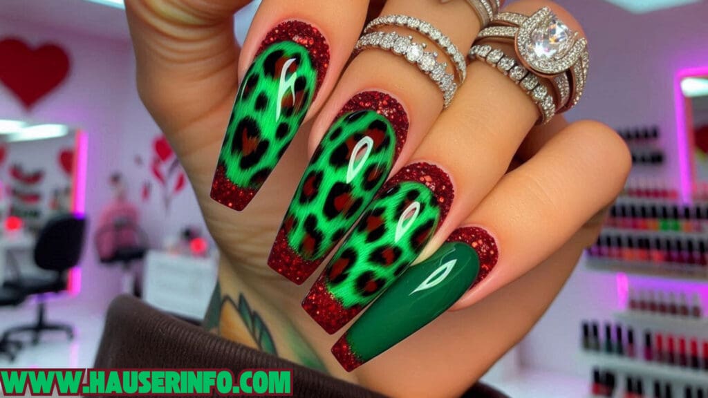 hausers December Winter ladies leopard nails