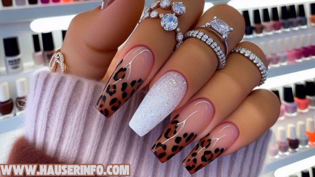 hausers December Winter ladies leopard nails