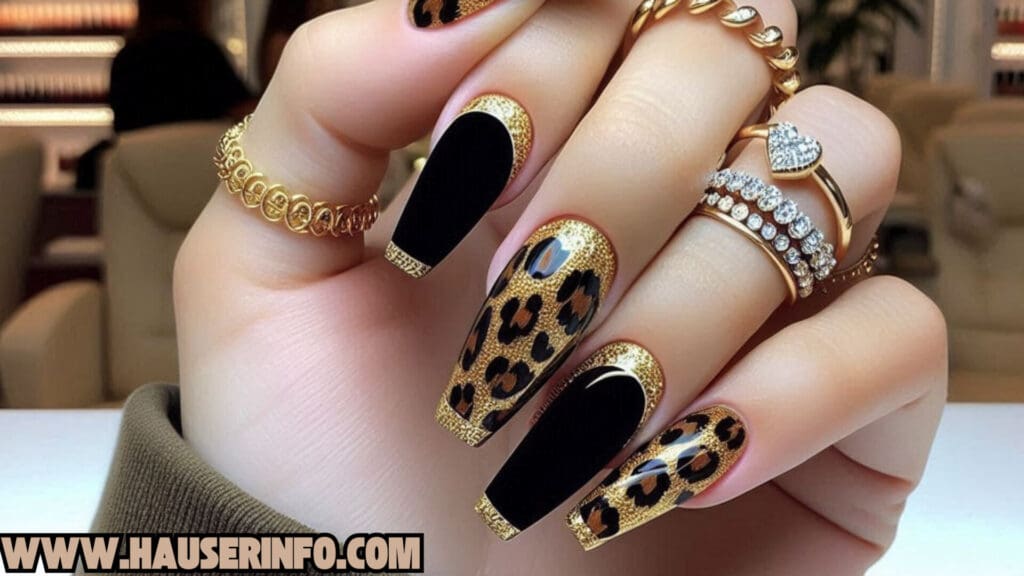 hausers December Winter ladies leopard nails