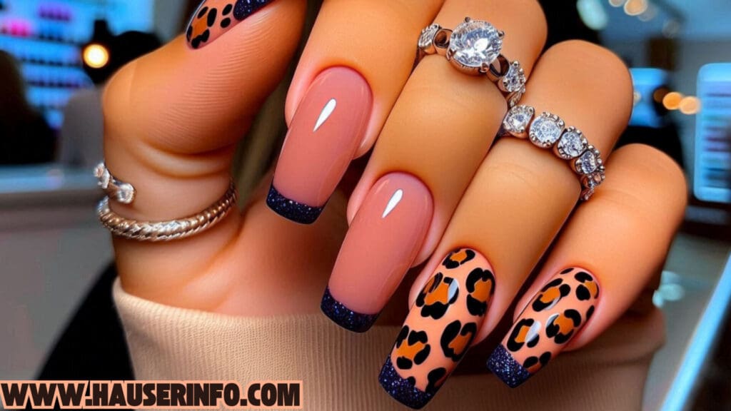 hausers December Winter ladies leopard nails