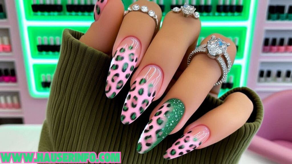 hausers December Winter ladies leopard nails