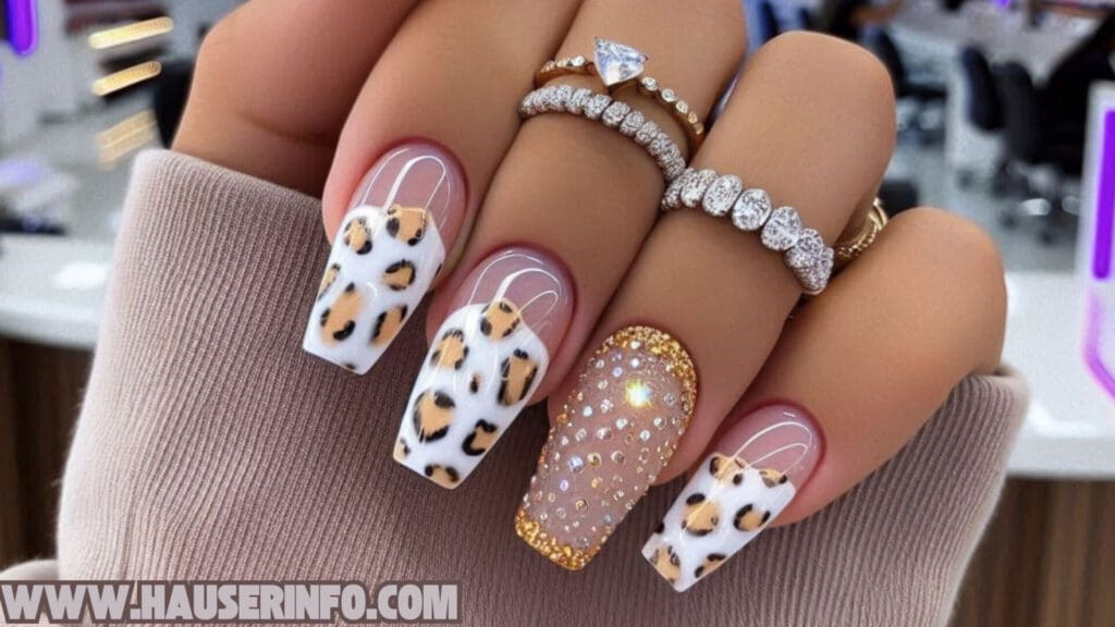 hausers December Winter ladies leopard nails