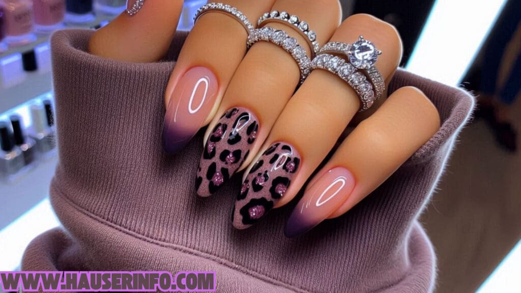 hausers December Winter ladies leopard nails