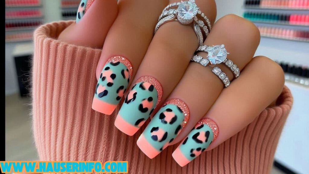 hausers December Winter ladies leopard nails