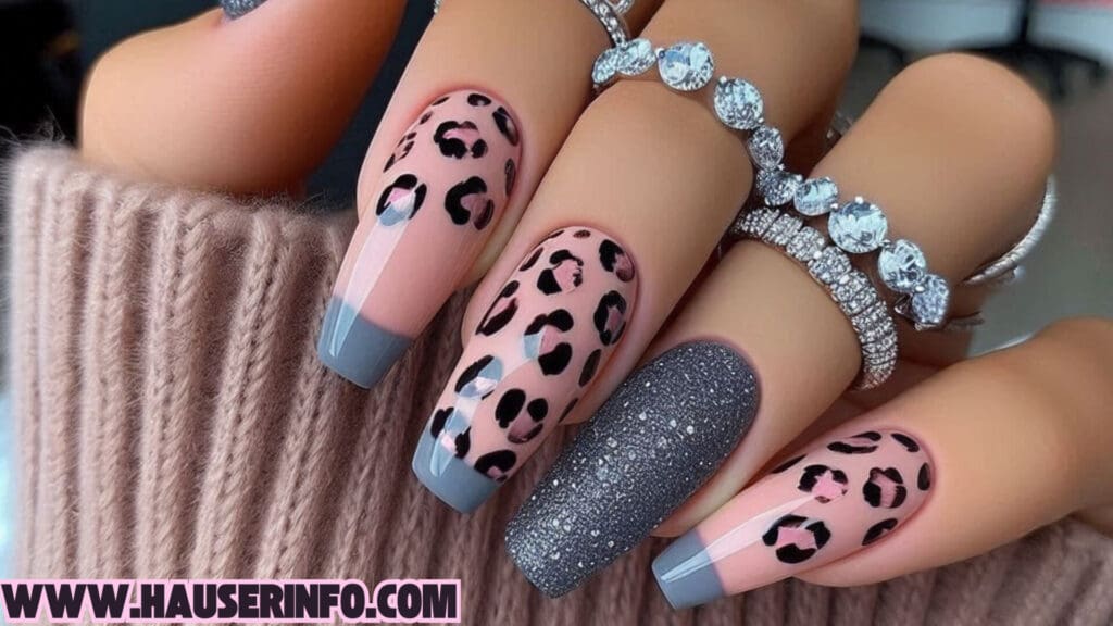 hausers ladies pink leopard winter nails