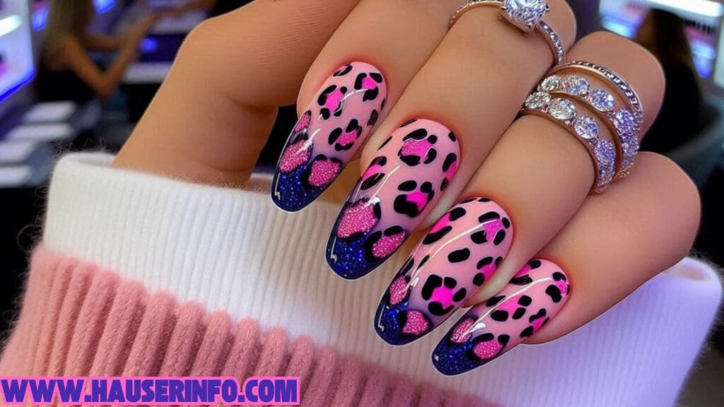 hausers ladies pink leopard winter nails