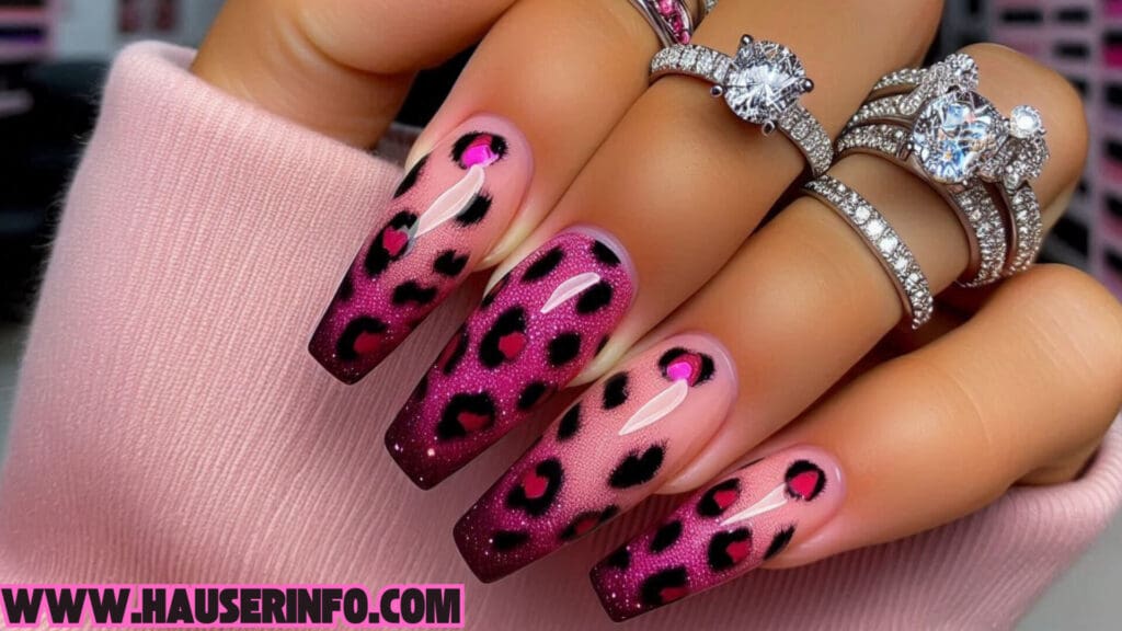 hausers ladies pink leopard winter nails