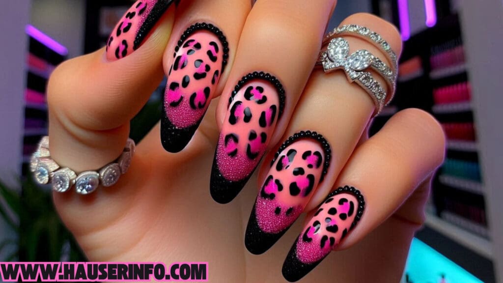 hausers ladies pink leopard winter nails