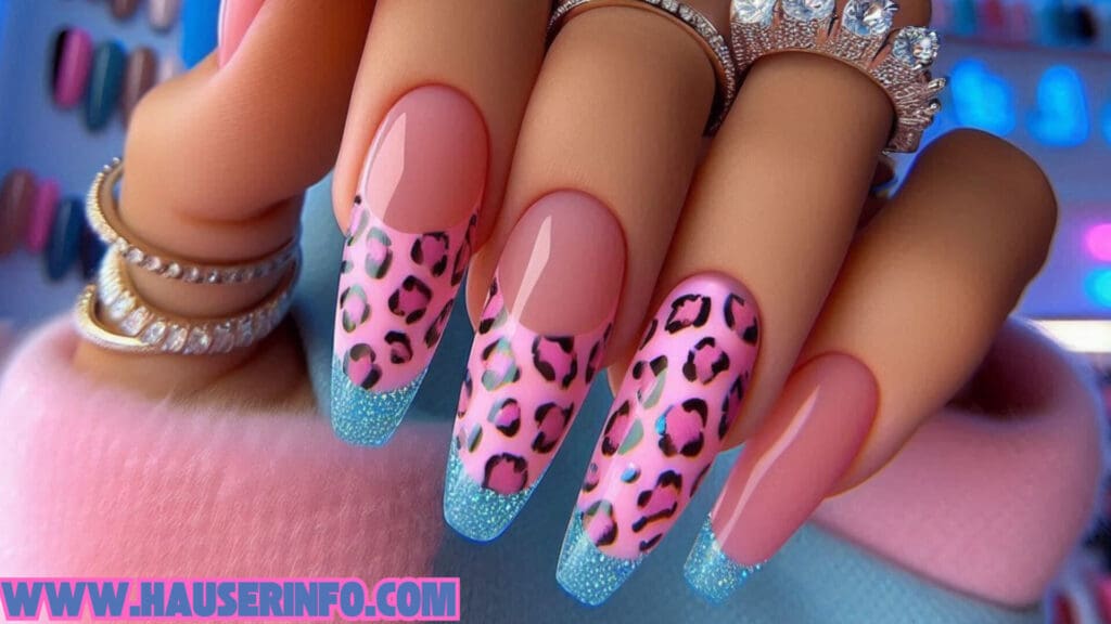 hausers ladies pink leopard winter nails