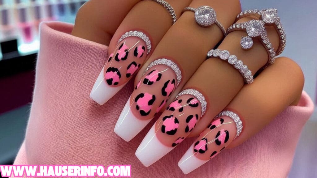 hausers ladies pink leopard winter nails