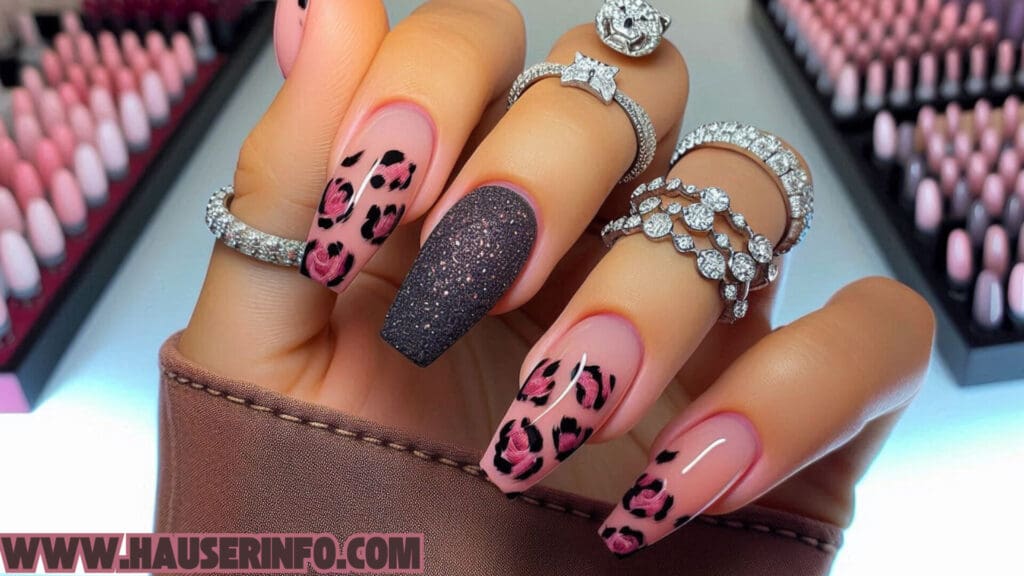 hausers ladies pink leopard winter nails