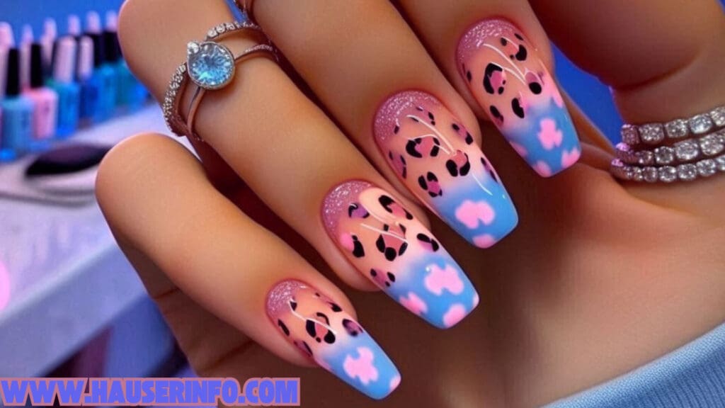 hausers ladies pink leopard winter nails