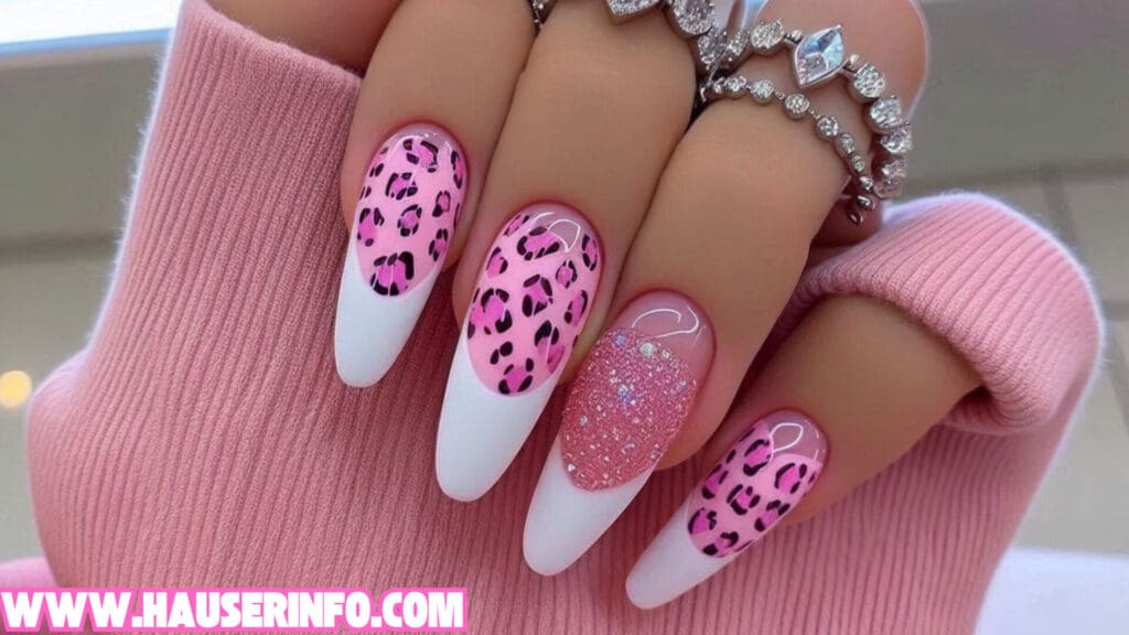 hausers ladies pink leopard winter nails