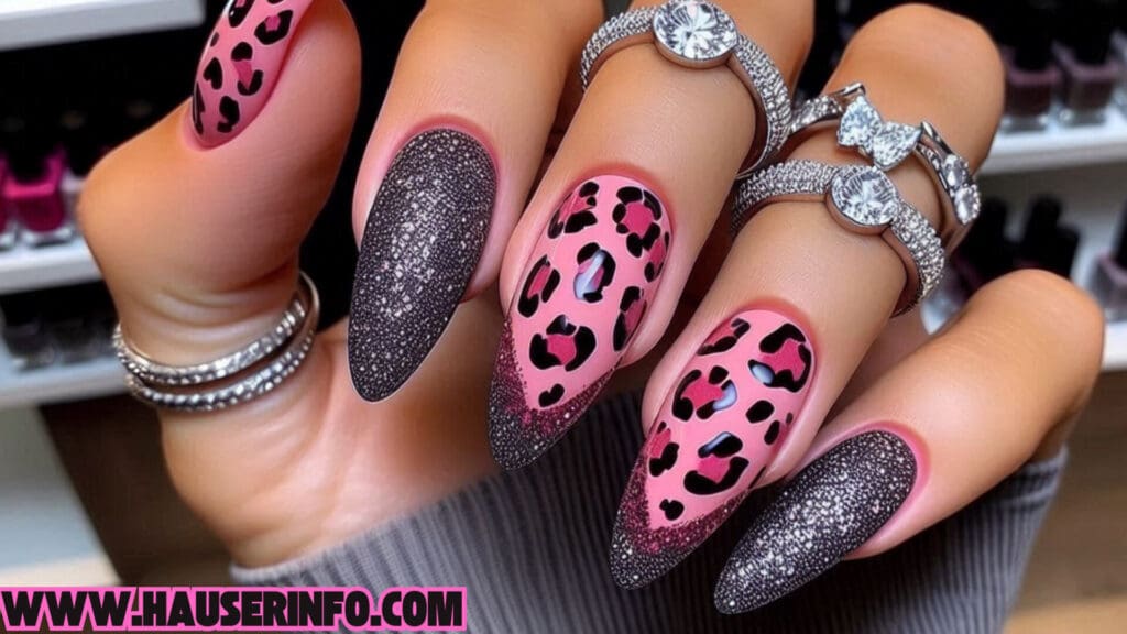 hausers ladies pink leopard winter nails