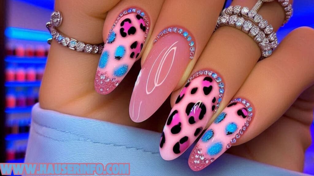 hausers ladies pink leopard winter nails