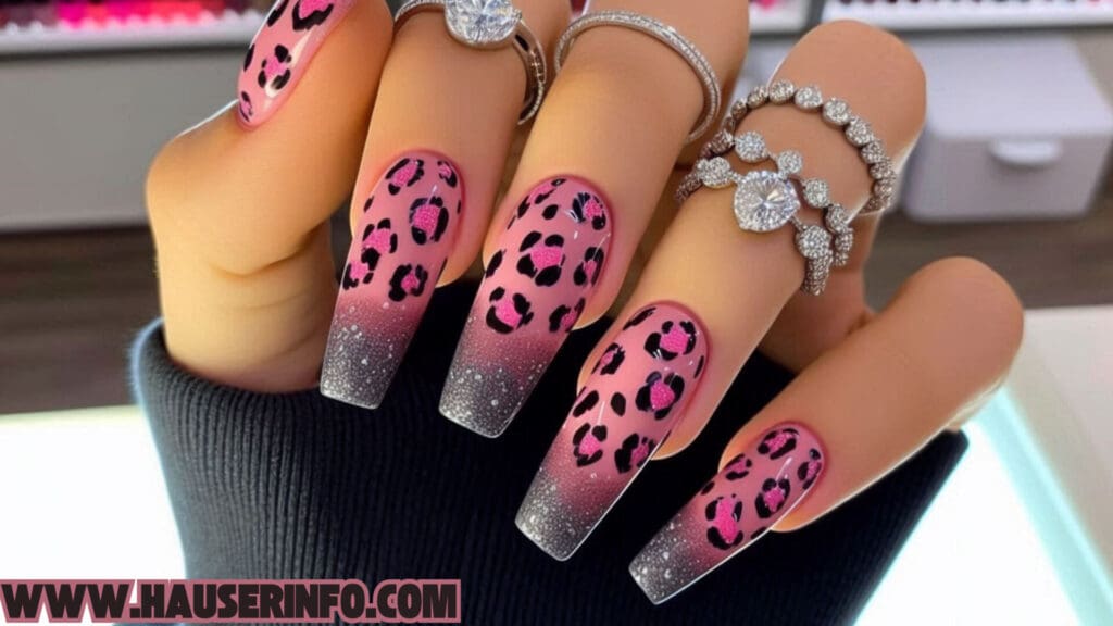 hausers ladies pink leopard winter nails