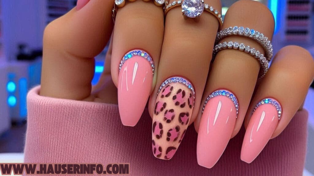 hausers ladies pink leopard winter nails