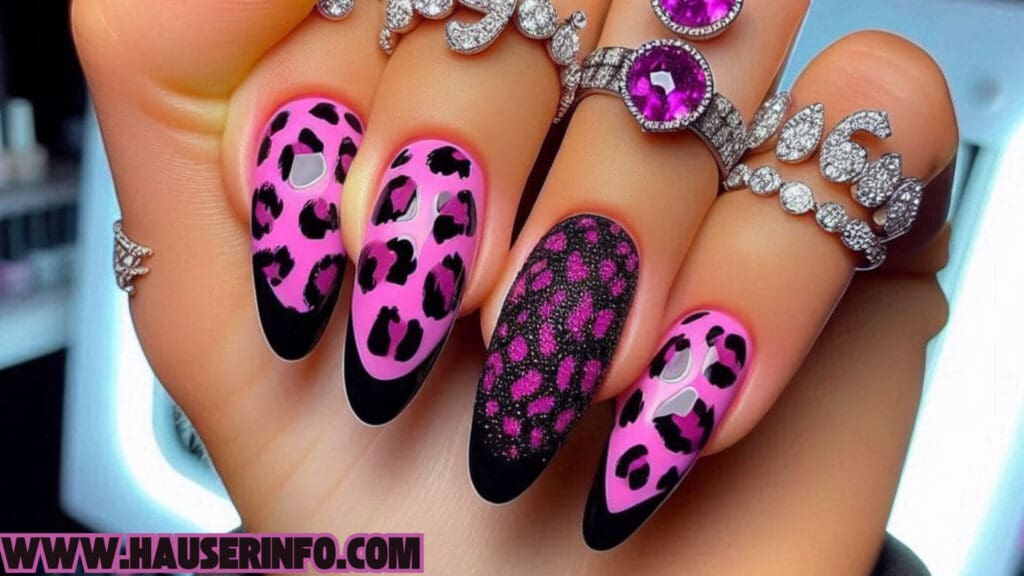 hausers ladies pink leopard winter nails