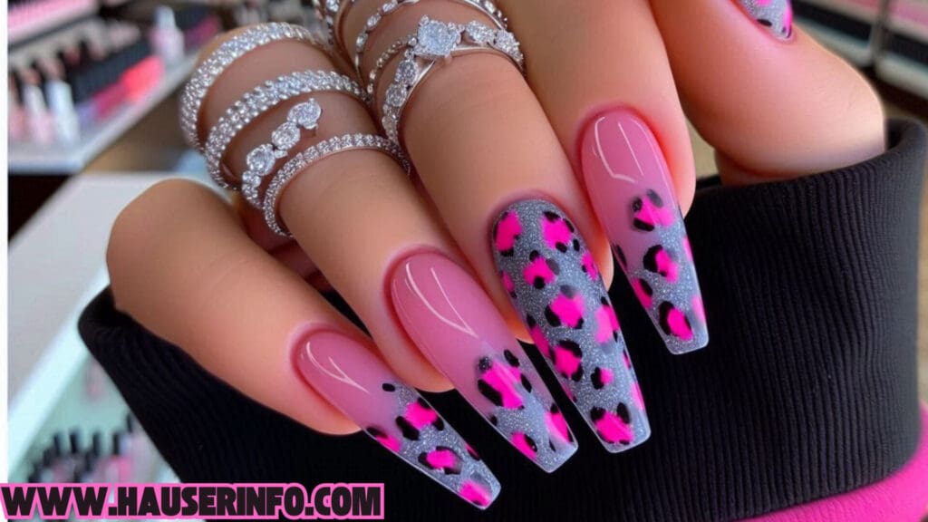 hausers ladies pink leopard winter nails