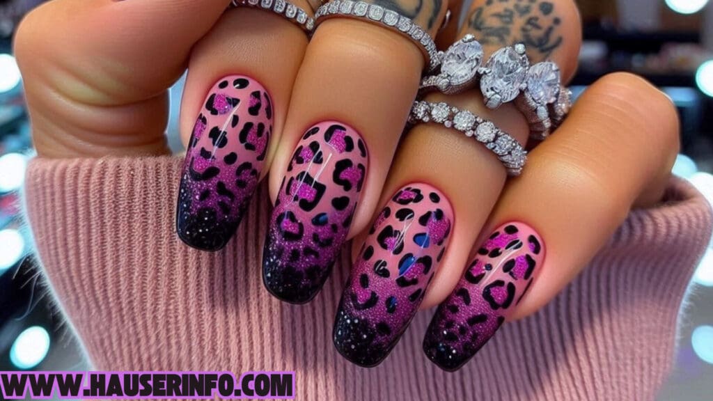 hausers ladies pink leopard winter nails