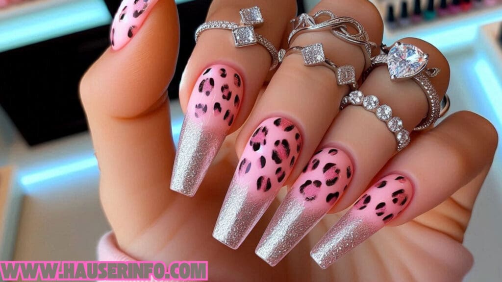 hausers ladies pink leopard winter nails