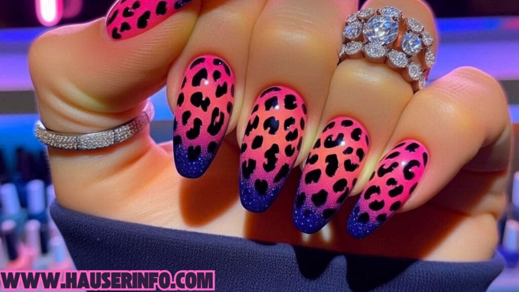 hausers ladies pink leopard winter nails