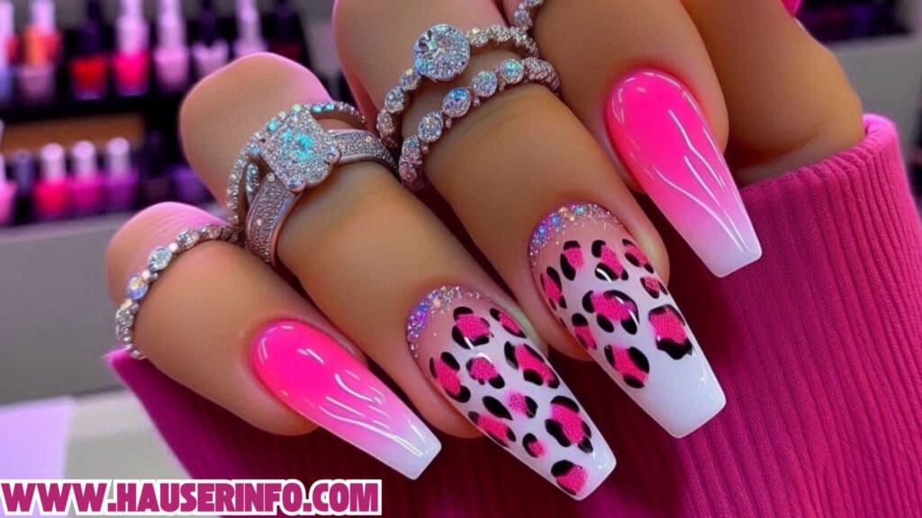 hausers ladies pink leopard winter nails