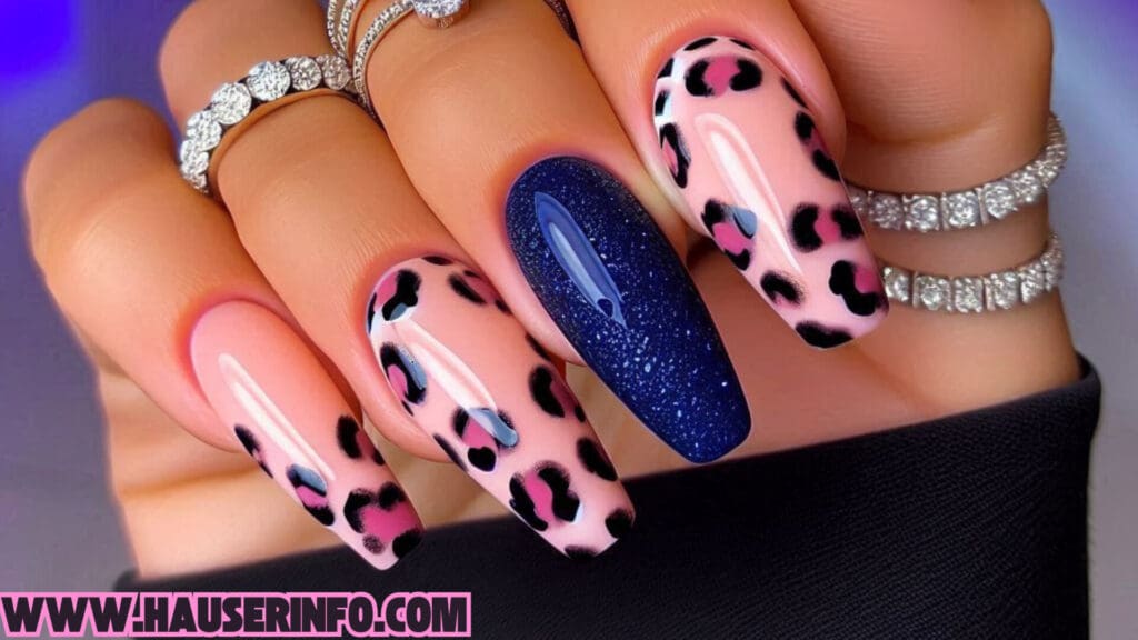 hausers ladies pink leopard winter nails