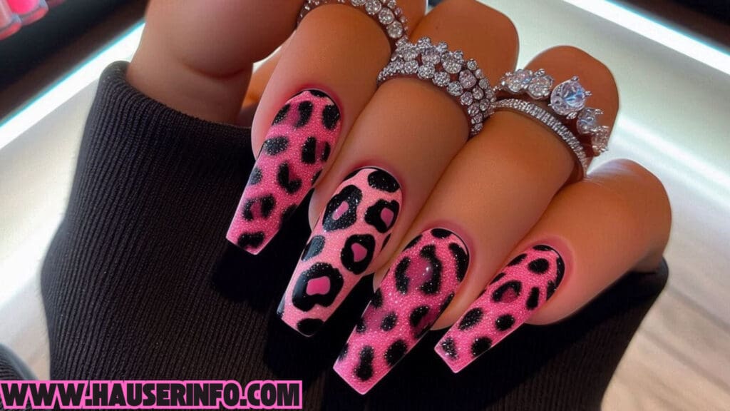 hausers ladies pink leopard winter nails