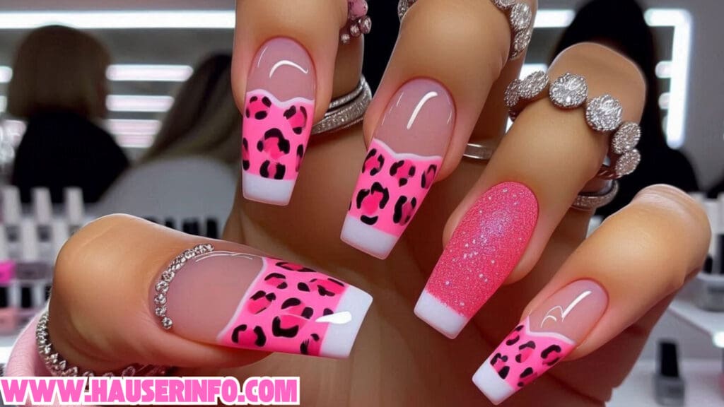 hausers ladies pink leopard winter nails