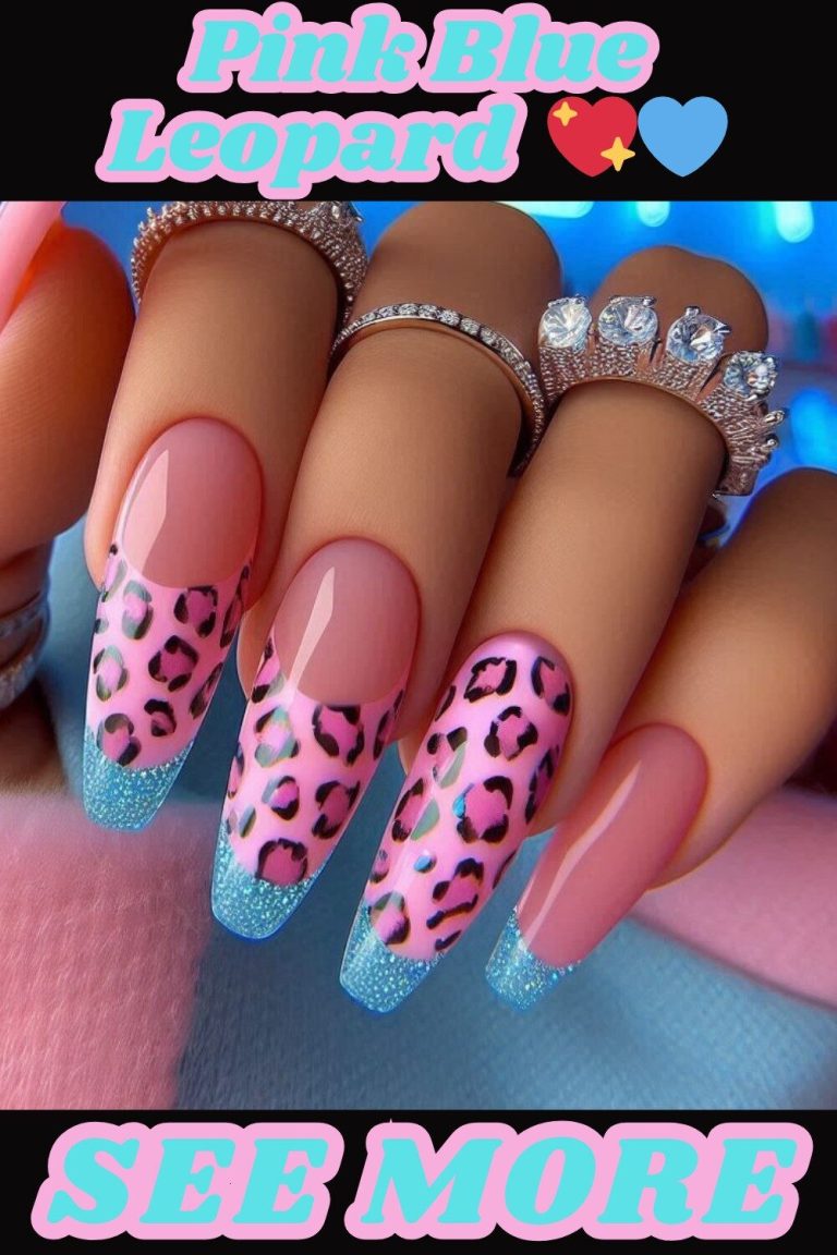 Pink Blue Leopard Tips 💖💙 1 25 nail art pins 1